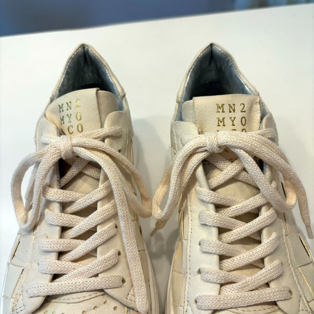 MIZ MOOZ Women's Ivory Leather Lace-Up Waffle Sneakers Shoes EU Size‎ 41 US 9.5 - Picture 6 of 10